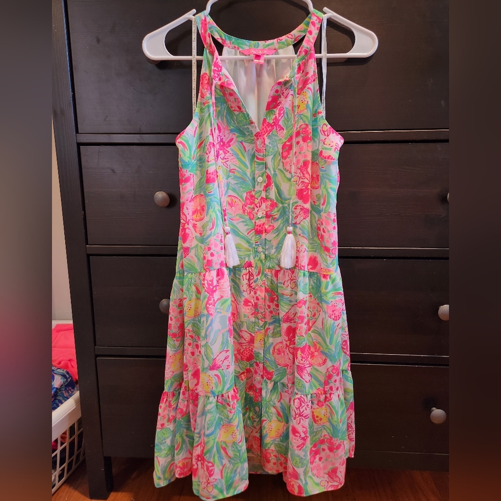 Lilly Pulitzer Floral Sleeveless Dress with Tassels